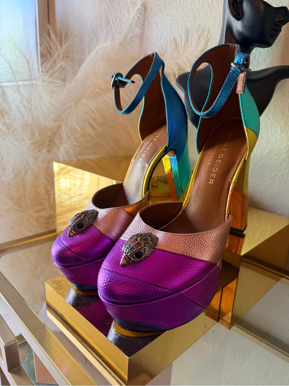 Kurt Geiger Multicolor Metallic Platform Sandals - Picture 7 of 12